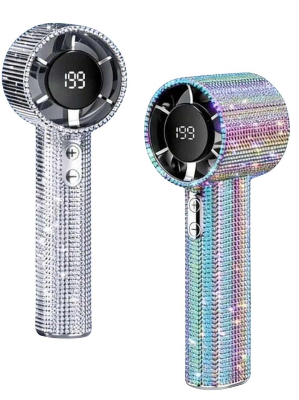 Bling Handheld Mini Fan Rhinestone Portable Fan 199 Speed Digital Display